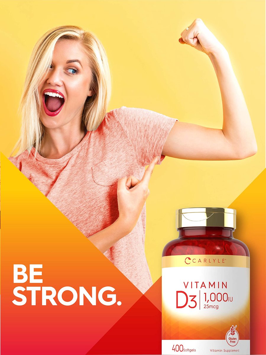 Carlyle Vitamin D3 1000 IE | 25 mcg | 400 Weichkapseln | Hochdosiert | Nicht-GVO & Glutenfrei