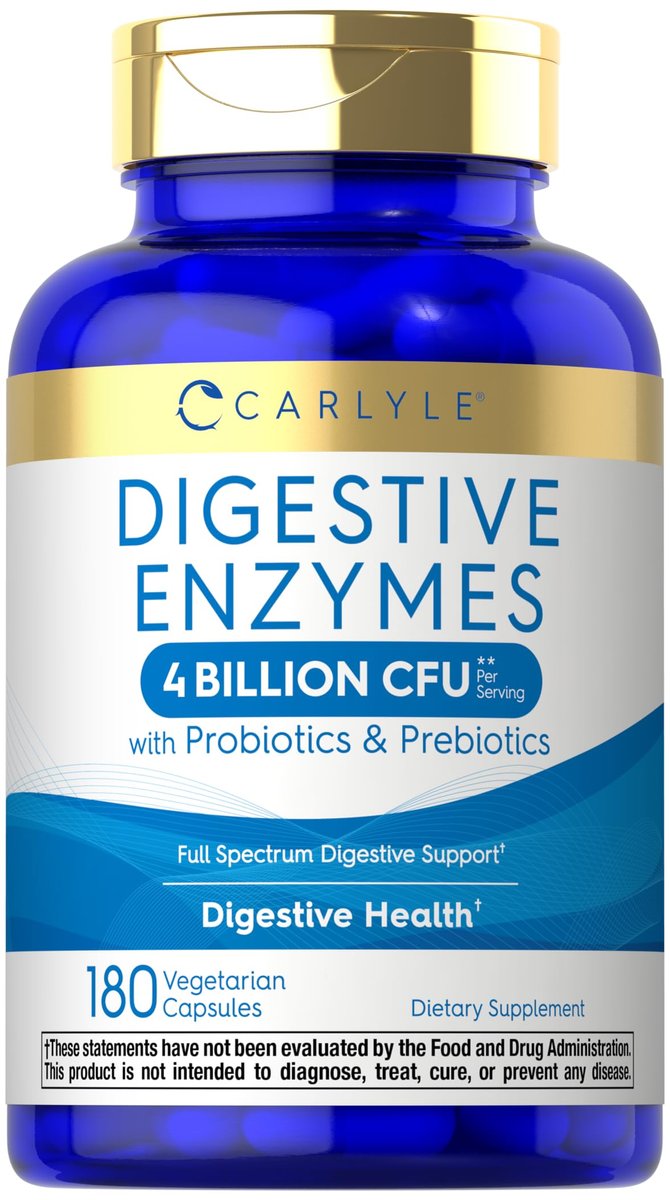 Carlyle Verdauungsenzyme mit Probiotika & Präbiotika | 180 Kapseln | Nicht-GVO & Glutenfrei | Nahrungsergänzungsmittel für Männer & Frauen