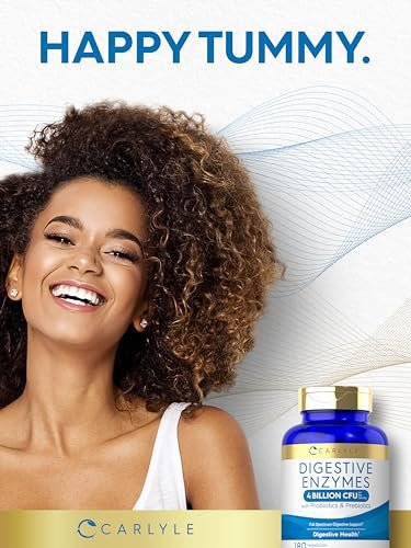 Carlyle Verdauungsenzyme mit Probiotika & Präbiotika | 180 Kapseln | Nicht-GVO & Glutenfrei | Nahrungsergänzungsmittel für Männer & Frauen