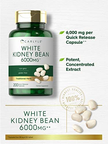 Carlyle Weiße Kidneybohnen Extrakt – 200 Kapseln, Non-GMO & Glutenfrei