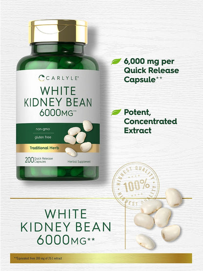Carlyle Weiße Kidneybohnen Extrakt – 200 Kapseln, Non-GMO & Glutenfrei