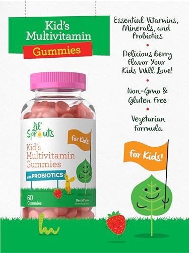 Carlyle Kinder Multivitamin Gummis mit Probiotika | 60 Stück | Beeren-Geschmack | Vegetarisch, Nicht-GVO, Glutenfrei | von Lil' Sprouts | Verpackung kann variieren