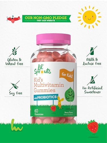 Carlyle Kinder Multivitamin Gummis mit Probiotika | 60 Stück | Beeren-Geschmack | Vegetarisch, Nicht-GVO, Glutenfrei | von Lil' Sprouts | Verpackung kann variieren