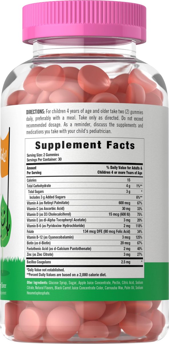 Carlyle Kinder Multivitamin Gummis mit Probiotika | 60 Stück | Beeren-Geschmack | Vegetarisch, Nicht-GVO, Glutenfrei | von Lil' Sprouts | Verpackung kann variieren