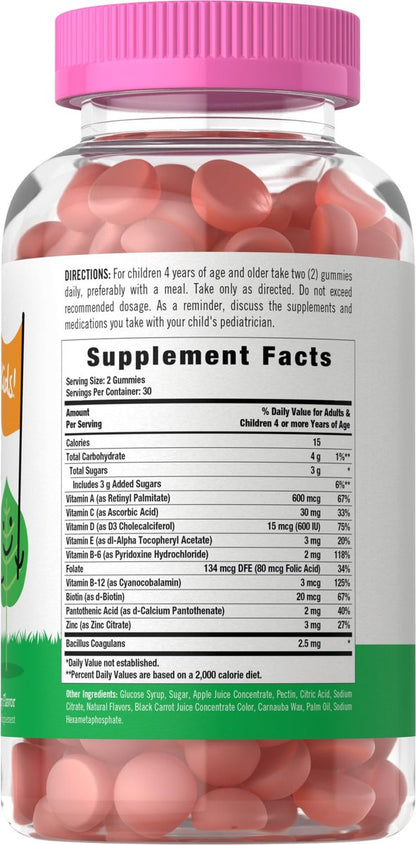 Carlyle Kinder Multivitamin Gummis mit Probiotika | 60 Stück | Beeren-Geschmack | Vegetarisch, Nicht-GVO, Glutenfrei | von Lil' Sprouts | Verpackung kann variieren