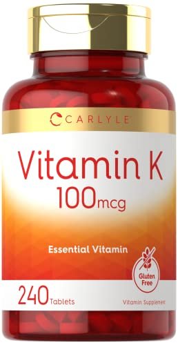 Carlyle Vitamin K 100 mcg | 240 Tabletten | Vegetarisch, Nicht-GVO, Glutenfrei | Vitamin-K-Ergänzung