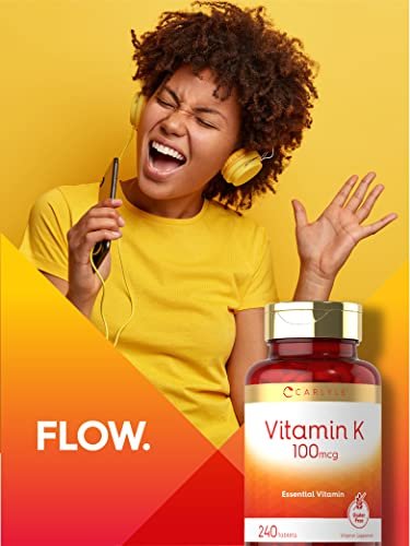 Carlyle Vitamin K 100 mcg | 240 Tabletten | Vegetarisch, Nicht-GVO, Glutenfrei | Vitamin-K-Ergänzung