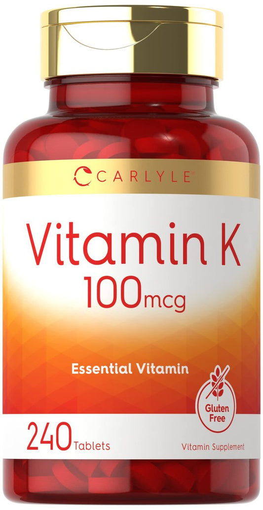 Carlyle Vitamin K 100 mcg | 240 Tabletten | Vegetarisch, Nicht-GVO, Glutenfrei | Vitamin-K-Ergänzung