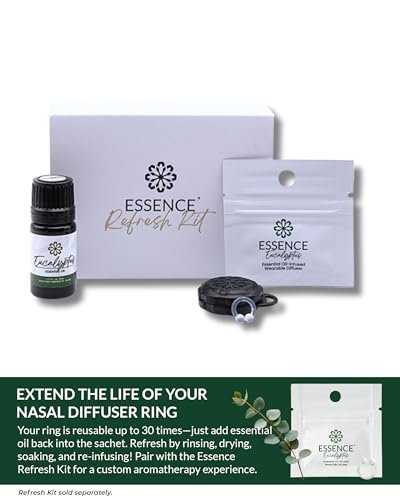 HONÉ Essence Wearable Aromatherapie Nasal Diffuser – Eukalyptus ätherisches Öl Nasenring Silikon Inhalator für Stress & Stimmung – Hergestellt in den USA & Reisefreundlich