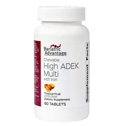 Bariatric Advantage Chewable High ADEK mit Eisen – Hochdosierte Vitamine A, D, E, K & B-Vitamine – Kaubare Multivitamine für Bariatrie-Patienten – Tropische Frucht – 60 Stück