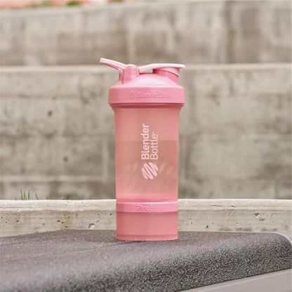 BlenderBottle Shaker Flasche mit Pillen-Organizer und Aufbewahrung für Proteinpulver, Classic V2 ProStak System, 22 Unzen, Rosarot