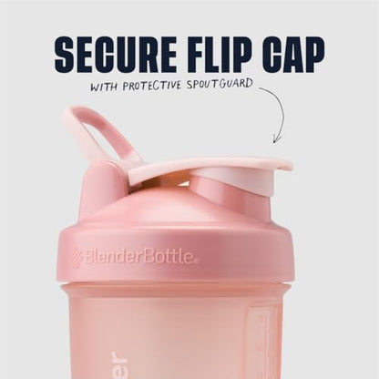 BlenderBottle Shaker Flasche mit Pillen-Organizer und Aufbewahrung für Proteinpulver, Classic V2 ProStak System, 22 Unzen, Rosarot