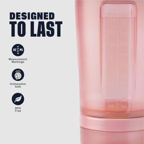 BlenderBottle Shaker Flasche mit Pillen-Organizer und Aufbewahrung für Proteinpulver, Classic V2 ProStak System, 22 Unzen, Rosarot