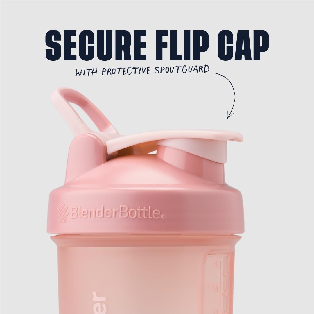 BlenderBottle Shaker Flasche mit Pillen-Organizer und Aufbewahrung für Proteinpulver, Classic V2 ProStak System, 22 Unzen, Rosarot