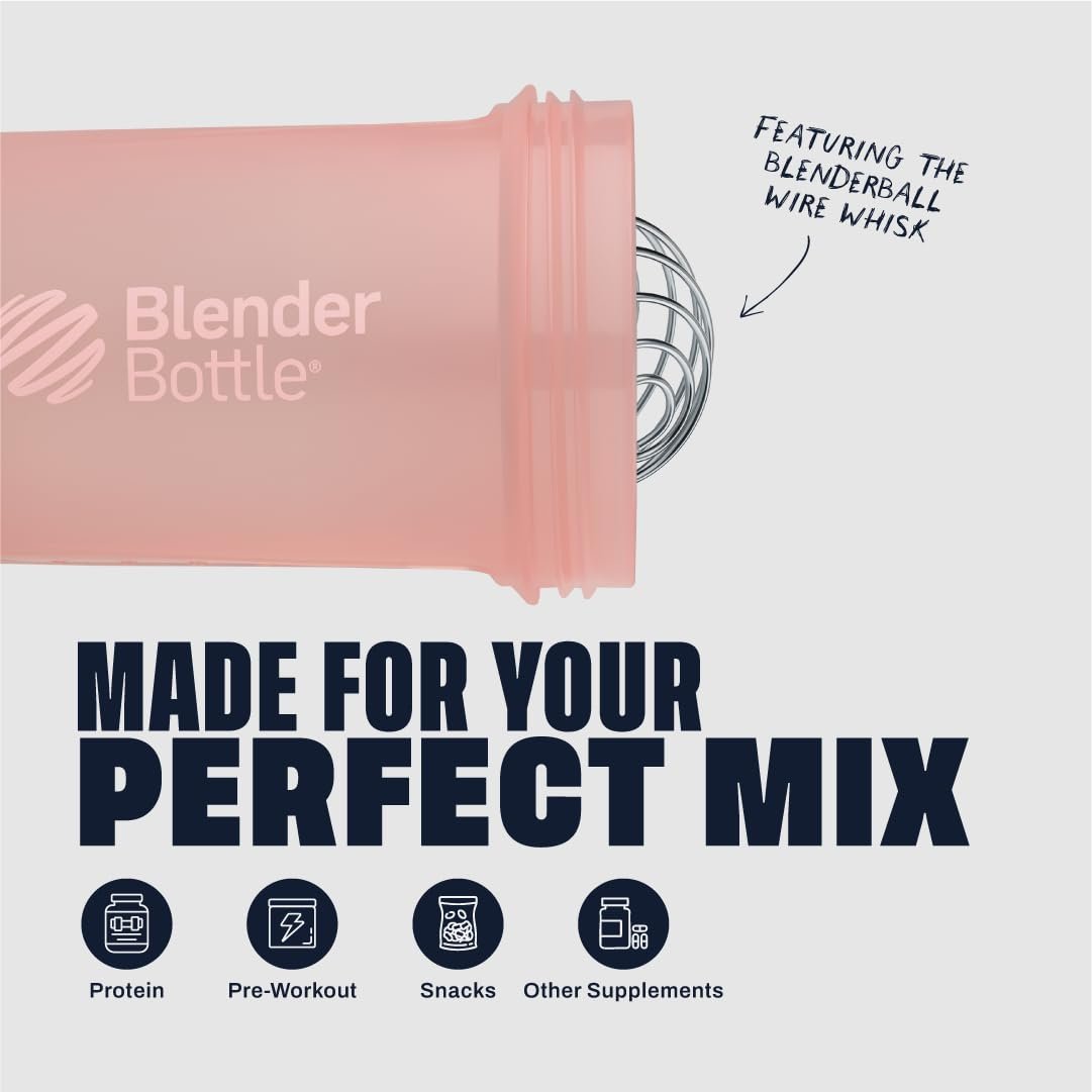 BlenderBottle Shaker Flasche mit Pillen-Organizer und Aufbewahrung für Proteinpulver, Classic V2 ProStak System, 22 Unzen, Rosarot