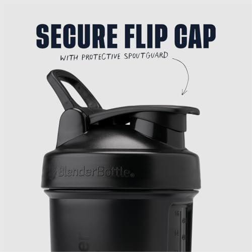 BlenderBottle Shaker Flasche mit Pillen-Organizer und Proteinpulver-Aufbewahrung, Classic V2 ProStak System, 22-Unzen, Midnight Black