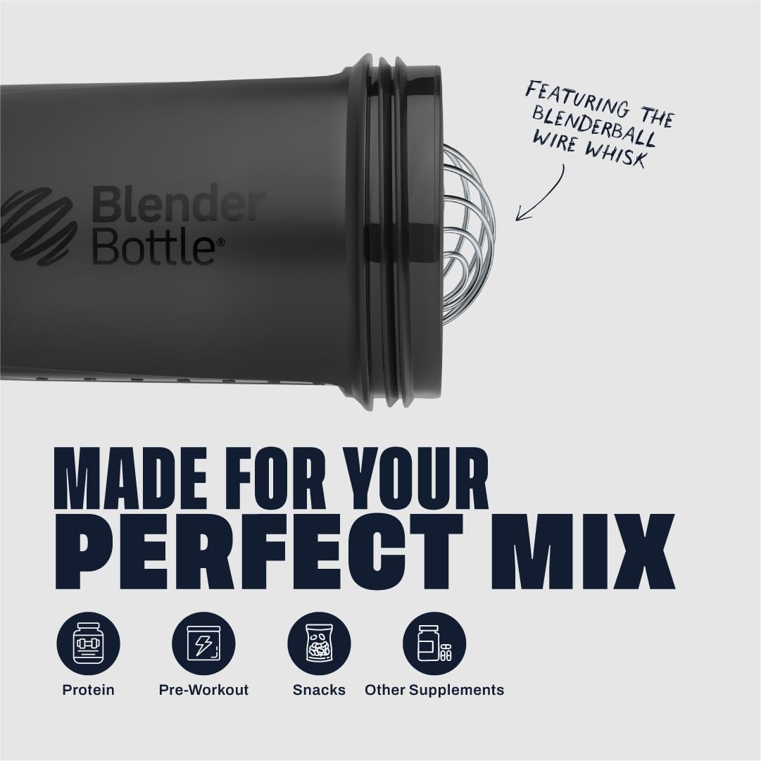 BlenderBottle Shaker Flasche mit Pillen-Organizer und Proteinpulver-Aufbewahrung, Classic V2 ProStak System, 22-Unzen, Midnight Black