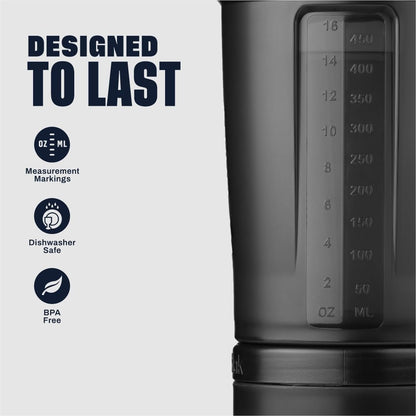 BlenderBottle Shaker Flasche mit Pillen-Organizer und Proteinpulver-Aufbewahrung, Classic V2 ProStak System, 22-Unzen, Midnight Black