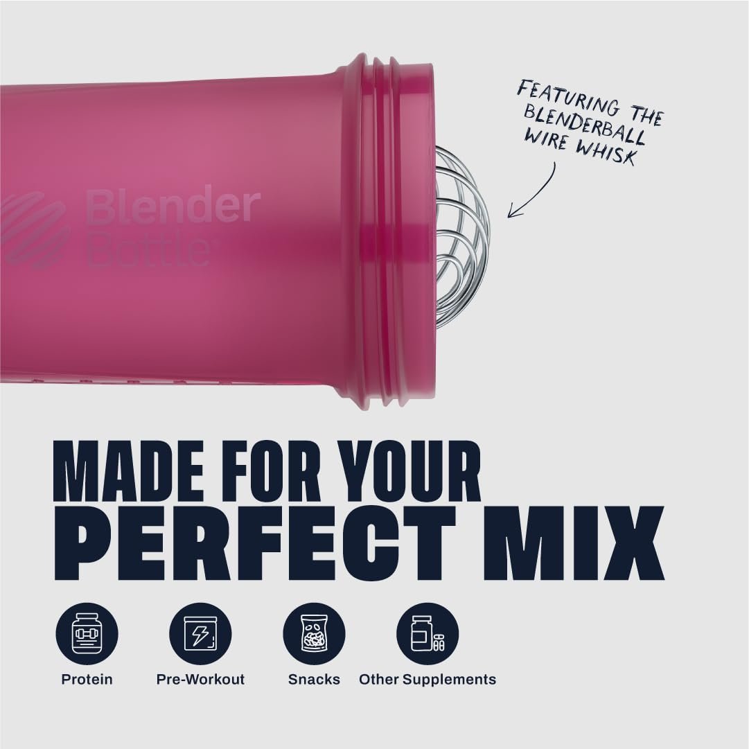 BlenderBottle Shaker Flasche mit Pillenorganizer und Aufbewahrung für Proteinpulver, Classic V2 ProStak System, 22 Unzen, Pflaume