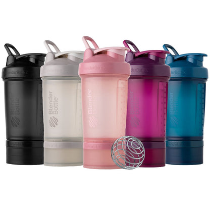 BlenderBottle Shaker Flasche mit Pillen-Organizer und Proteinpulver-Aufbewahrung, Classic V2 ProStak System, 22-Unzen, Midnight Black