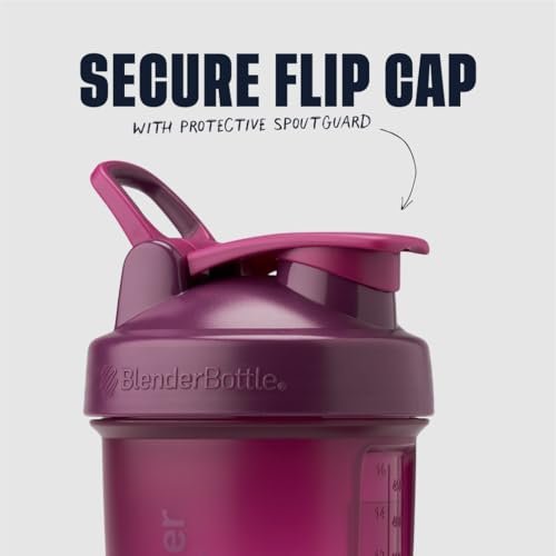 BlenderBottle Shaker Flasche mit Pillenorganizer und Aufbewahrung für Proteinpulver, Classic V2 ProStak System, 22 Unzen, Pflaume