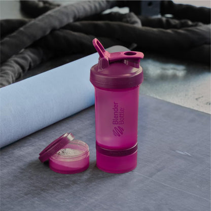 BlenderBottle Shaker Flasche mit Pillenorganizer und Aufbewahrung für Proteinpulver, Classic V2 ProStak System, 22 Unzen, Pflaume
