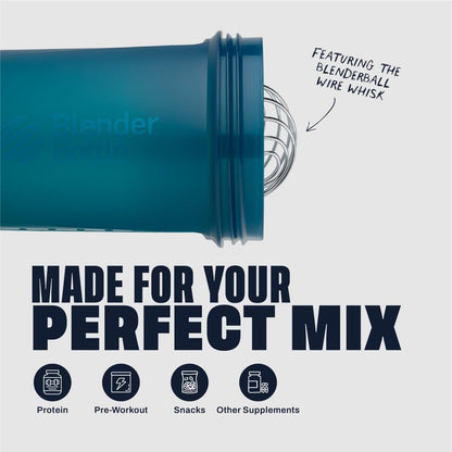 BlenderBottle Classic V2 ProStak Shaker Flasche mit Pillendose & Aufbewahrung für Proteinpulver, 22 Unzen, Ocean Blue