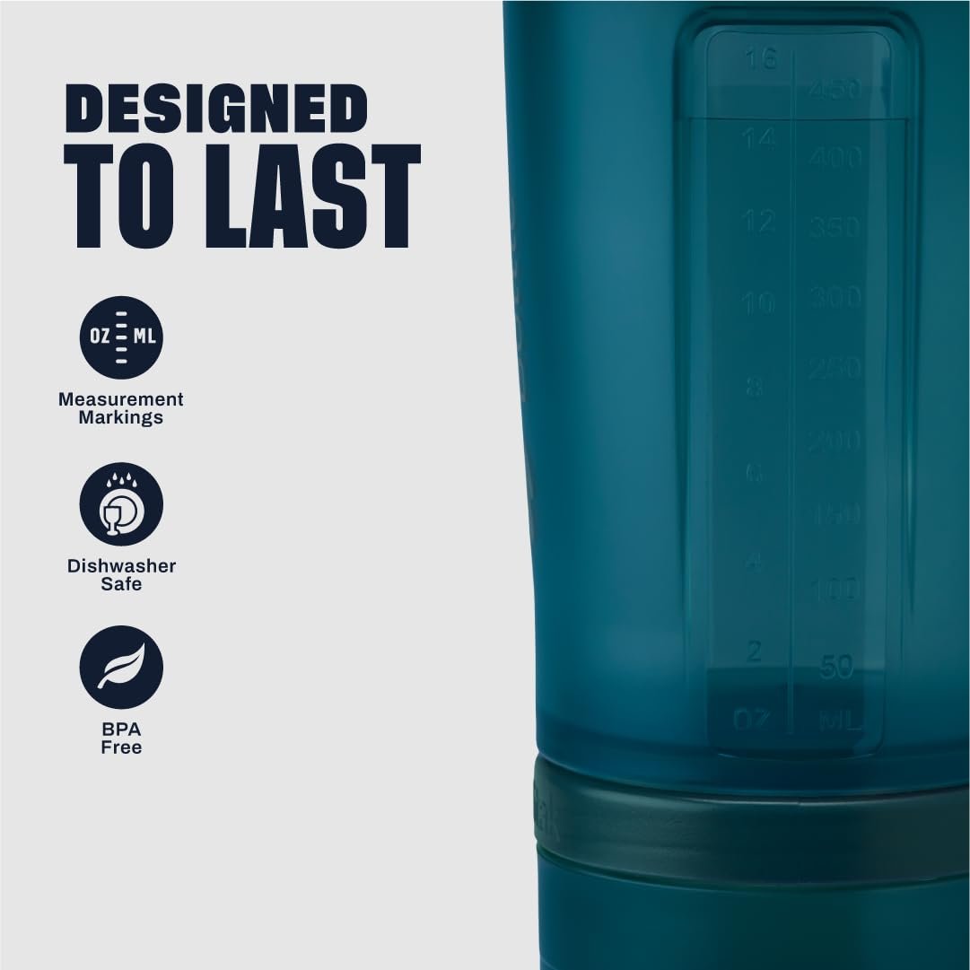 BlenderBottle Classic V2 ProStak Shaker Flasche mit Pillendose & Aufbewahrung für Proteinpulver, 22 Unzen, Ocean Blue