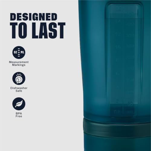 BlenderBottle Classic V2 ProStak Shaker Flasche mit Pillendose & Aufbewahrung für Proteinpulver, 22 Unzen, Ocean Blue
