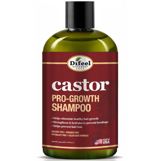 Difeel Castor Pro-Growth Shampoo 12 oz. – Mit natürlichem Rizinusöl für Haarwachstum, sulfatfreies Shampoo