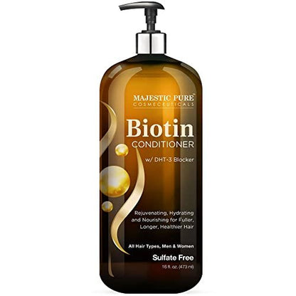 Majestic Pure Biotin Conditioner gegen Haarausfall – Verdickender & Voluminisierender Conditioner mit DHT-3 Blocker, Keratin & Rosmarinöl, Sulfatfrei, für alle Haartypen, 473 ml