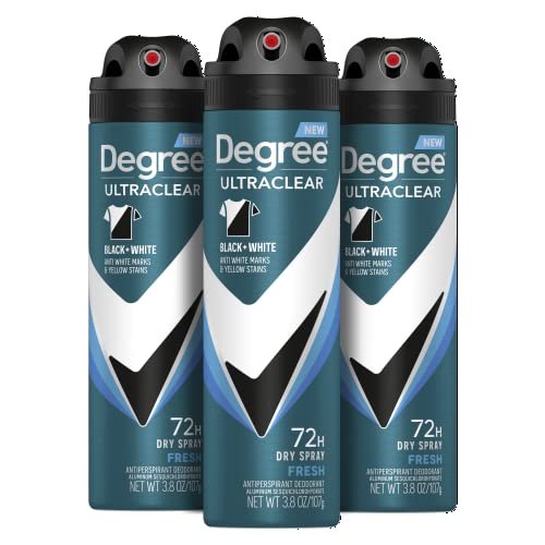 Degree Men Antitranspirant-Spray Black + White 3er-Pack – Schützt vor Deo-Flecken, Trockenspray-Deodorant 3,8 oz