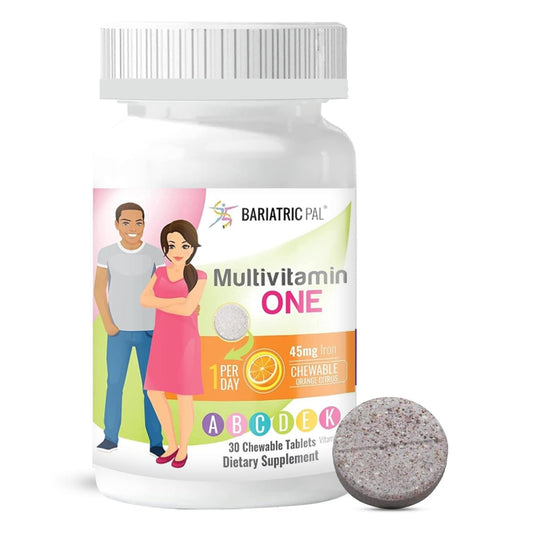 BariatricPal Multivitamin ONE 1 pro Tag! Bariatrisches Multivitamin Kautablette mit 45 mg Eisen | Orange Citrus | Vitamin für Patienten nach bariatrischer Operation | 30 Stück (1 Monatsvorrat)