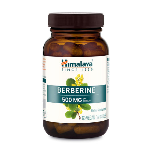 Himalaya Berberin – Pflanzliches Nahrungsergänzungsmittel zur Unterstützung des normalen Stoffwechsels, der Immun- und Verdauungsgesundheit – Vegan, glutenfrei, 500 mg, 60 Kapseln