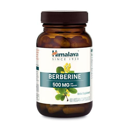 Himalaya Berberin – Pflanzliches Nahrungsergänzungsmittel zur Unterstützung des normalen Stoffwechsels, der Immun- und Verdauungsgesundheit – Vegan, glutenfrei, 500 mg, 60 Kapseln