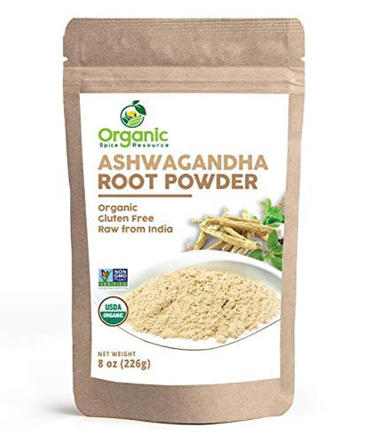 Bio Ashwagandha Wurzelpulver - 8 Unzen | Laborgeprüfte Reinheit | Nachfüllbarer Kraftbeutel, Nicht-GVO, Indischer Ginseng, Withania Somnifera - 100% Roh aus Indien