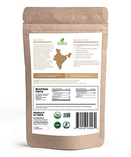 Bio Ashwagandha Wurzelpulver - 8 Unzen | Laborgeprüfte Reinheit | Nachfüllbarer Kraftbeutel, Nicht-GVO, Indischer Ginseng, Withania Somnifera - 100% Roh aus Indien