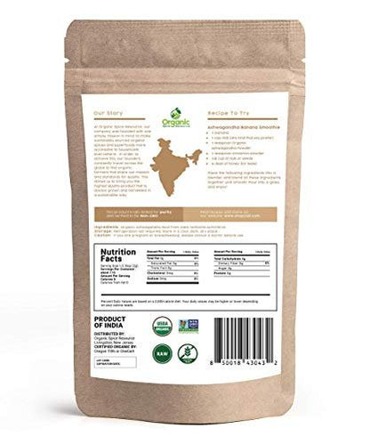 Bio Ashwagandha Wurzelpulver - 8 Unzen | Laborgeprüfte Reinheit | Nachfüllbarer Kraftbeutel, Nicht-GVO, Indischer Ginseng, Withania Somnifera - 100% Roh aus Indien
