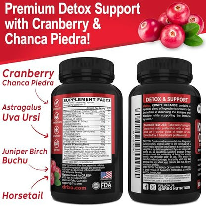 Nierenreinigung Entgiftungsunterstützung Nahrungsergänzungsmittel - Natürliche Cranberry, Wacholderbeeren, Buchu & Uva Ursi Extrakt zur Unterstützung von Nieren, Blase und Harntrakt - Kräuter-Nierenmischung Kapseln