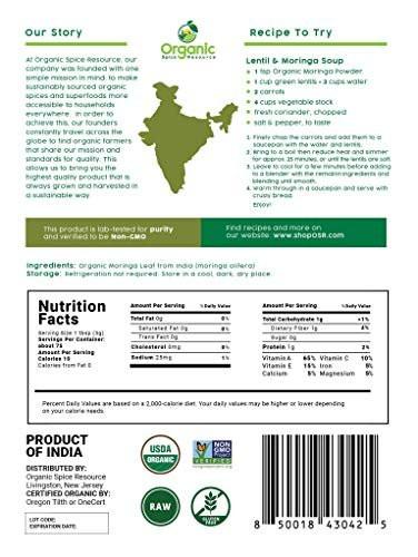 Bio Moringa Pulver - 226 g (8 oz) | USDA Bio, Nicht-GVO, Koscher, Halal, Moringa Oleifera Pulver - 100 % roh und natürlich