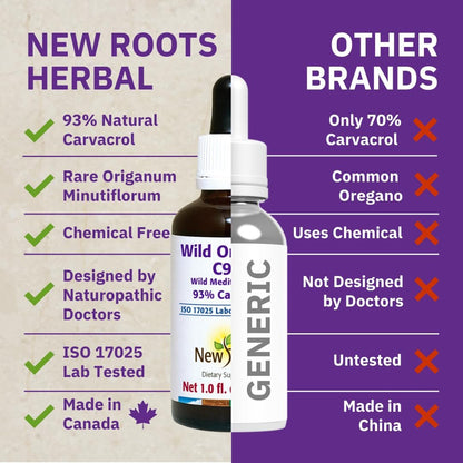 NEW ROOTS HERBAL | Wildes Oreganoöl Tropfen - (547 Portionen) | Oreganoöl Extrakt mit 93 % Carvacrol (30 ml), Nicht-GVO