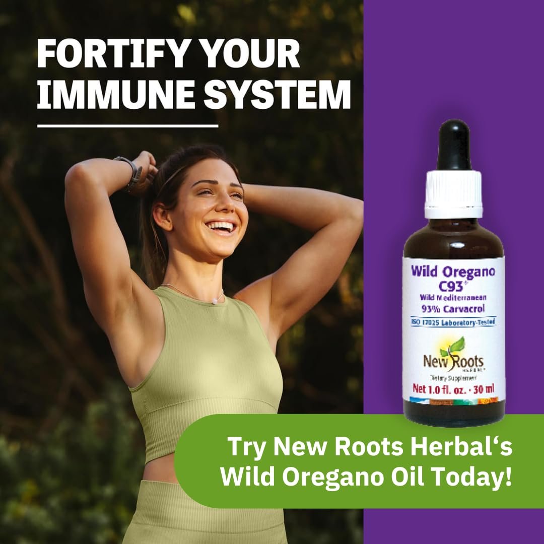 NEW ROOTS HERBAL | Wildes Oreganoöl Tropfen - (547 Portionen) | Oreganoöl Extrakt mit 93 % Carvacrol (30 ml), Nicht-GVO
