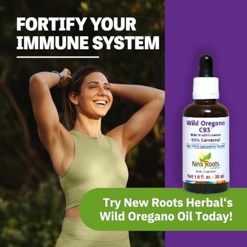 NEW ROOTS HERBAL | Wildes Oreganoöl Tropfen - (547 Portionen) | Oreganoöl Extrakt mit 93 % Carvacrol (30 ml), Nicht-GVO