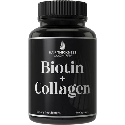 Biotin- und Kollagenpräparat – 10.000 mcg Biotin + Rinderkollagen für dünner werdendes und brüchiges Haar. Fortschrittlicher 2-in-1-Vitaminkomplex. Unterstützt dickeres, gesünderes Haarwachstum für Frauen und Männer