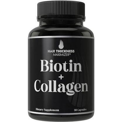 Biotin- und Kollagenpräparat – 10.000 mcg Biotin + Rinderkollagen für dünner werdendes und brüchiges Haar. Fortschrittlicher 2-in-1-Vitaminkomplex. Unterstützt dickeres, gesünderes Haarwachstum für Frauen und Männer