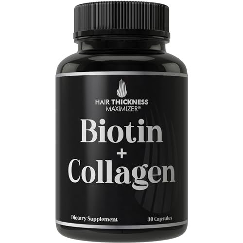 Biotin- und Kollagenpräparat – 10.000 mcg Biotin + Rinderkollagen für dünner werdendes und brüchiges Haar. Fortschrittlicher 2-in-1-Vitaminkomplex. Unterstützt dickeres, gesünderes Haarwachstum für Frauen und Männer
