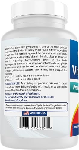 Best Naturals Vitamin B6 200mg für Erwachsene, 120 Tabletten