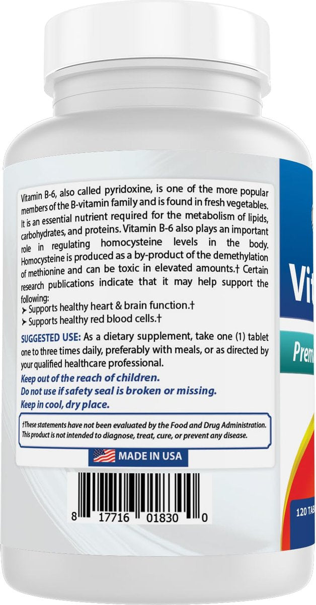 Best Naturals Vitamin B6 200mg für Erwachsene, 120 Tabletten