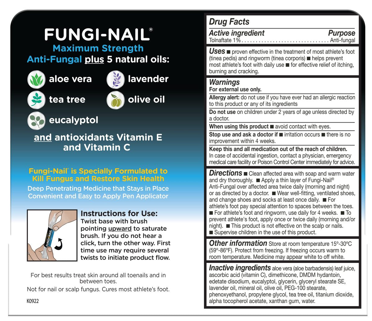 Fungi-Nail Stift-Applikator Anti-Pilz-Lösung – Tötet Pilze, die zu Nagel- und Fußpilz führen können, mit Tolnaftat & klinisch erwiesen zur Heilung und Vorbeugung von Pilzinfektionen | 0,20 Fl Oz (Packung mit 2)