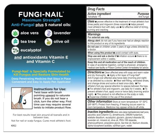 Fungi-Nail Stift-Applikator Anti-Pilz-Lösung – Tötet Pilze, die zu Nagel- und Fußpilz führen können, mit Tolnaftat & klinisch erwiesen zur Heilung und Vorbeugung von Pilzinfektionen | 0,20 Fl Oz (Packung mit 2)
